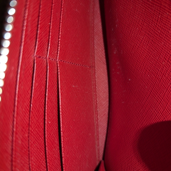 Prada Saffiano Leather Zip Around Continental Wallet Red GUC - Picture 10 of 12